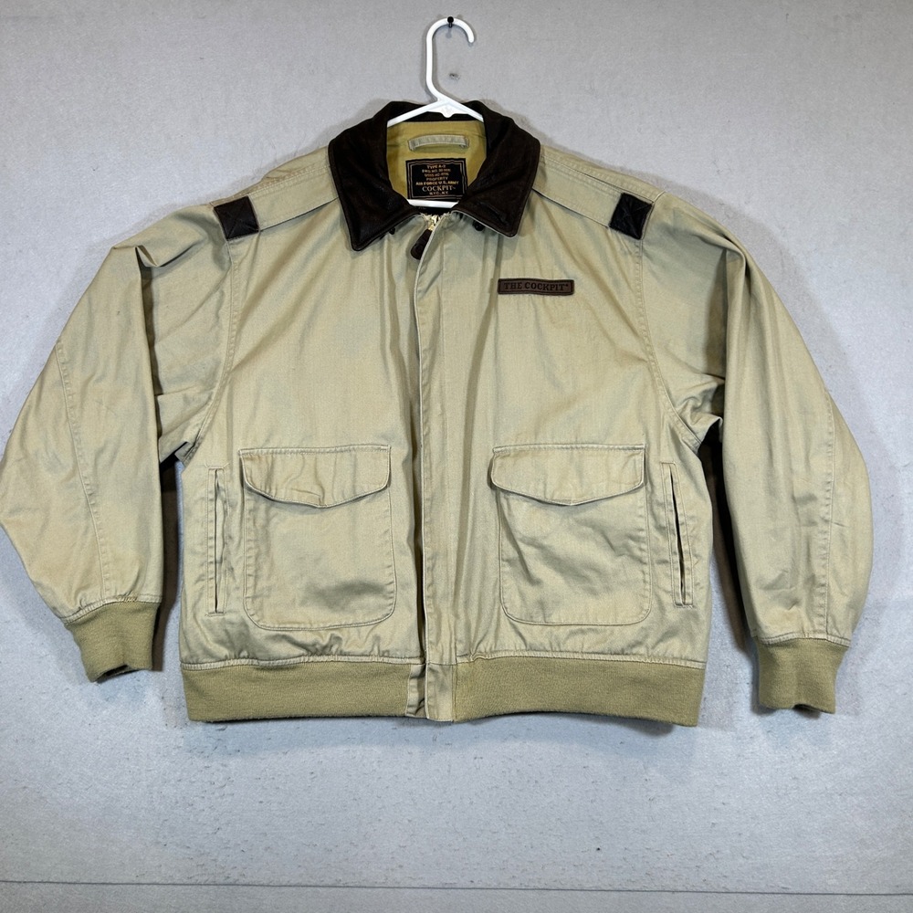 Cockpit USA A2 Jacket Mens XL Air Force Army Aviator Flight Leather Collar